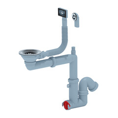 Сифон для мойки АНИ пласт 3 1/2х40 мм со смещением с выпуском d115 мм с переливом с соединением 40 мм (F5345S) - фото 1