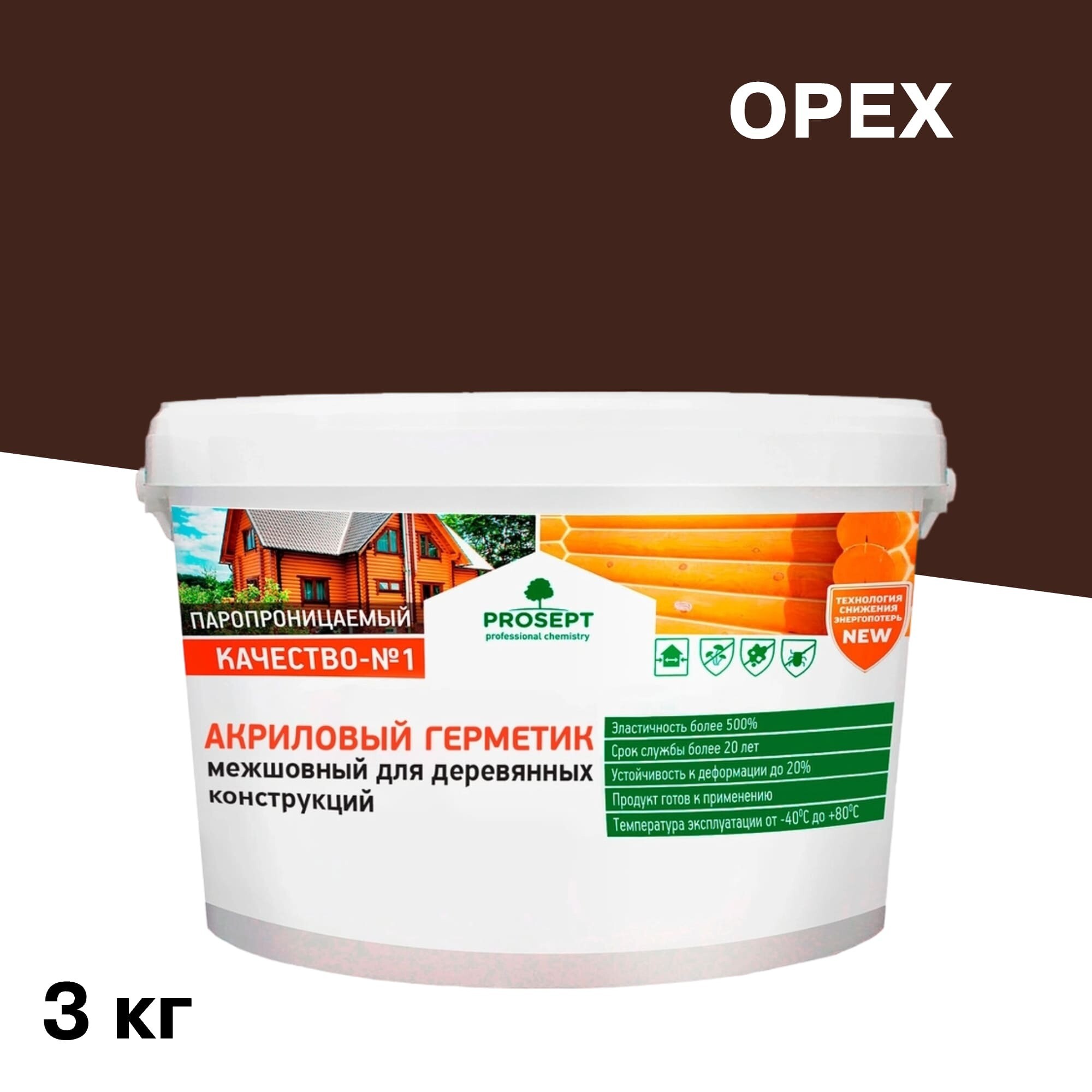 Изображение товара Герметик Prosept орех для дерева 3 кг — акриловый межшовный, влагостойкий