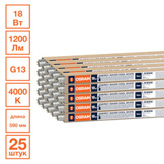 Лампа люминесцентная Osram G13 T8 18 Вт 4000К нейтральный свет трубка 590 мм (25 шт.) (55650/959751) - фото 2