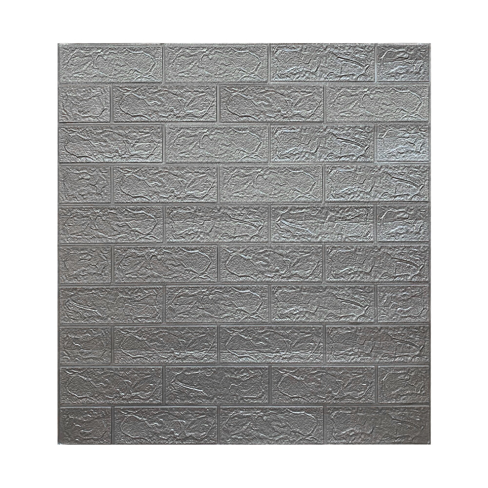 Изображение товара Панель самоклеящаяся вспененный полиэтилен 700х770х3 мм Кирпич серый металлик 0,54 кв.м