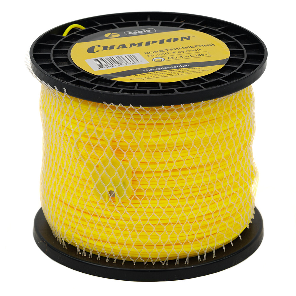 Изображение товара Леска для триммера Champion Round круг 2,4 мм х 245 м желтая (c5019)