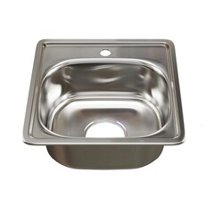 Мойка для кухни Mixline 38х38х15 см врезная с сифоном сталь (531266)