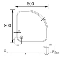 Поддон Abber акриловый 80х80х13 см полукруг белый низкий (AD3A080) - фото 2