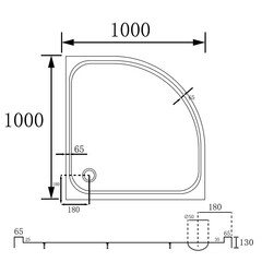 Поддон Abber акриловый 100х100х13 см полукруг белый низкий (AD3A100) - фото 2