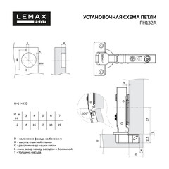 Петля мебельная Lemax prof Clip-on 105° накладная с эксцентриком (2 шт.) - фото 2