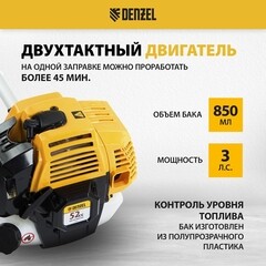 Триммер бензиновый Denzel DR-52S 3 л.с. (96276) - фото 4