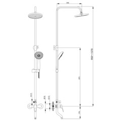 Душевая система Rossinka B с верхним душем с лейкой с изливом хром (B35-46) - фото 2