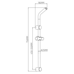 Штанга для душа Esko 750 мм без мыльницы нержавеющая сталь хром (SR1402) - фото 2