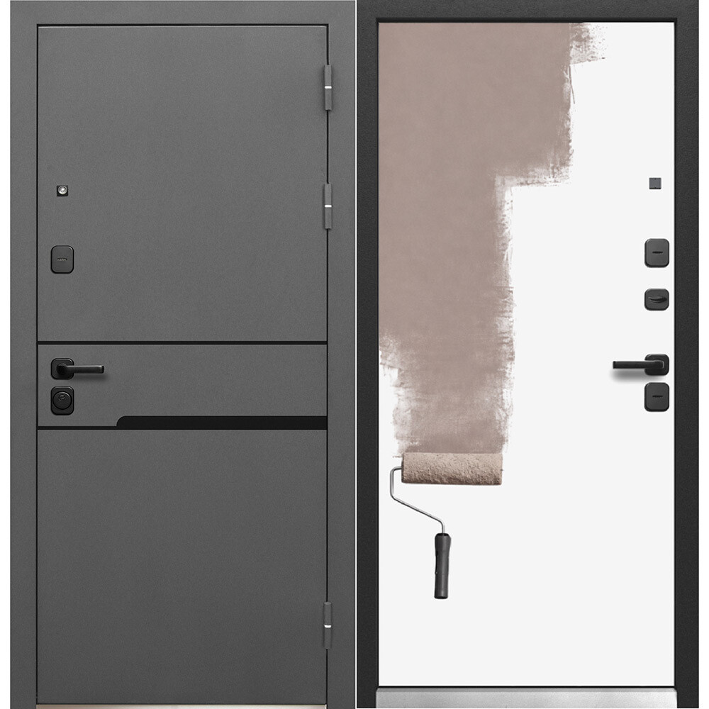 

Дверь входная Ferroni Luxor правая графит серый муар - белый под покраску 960х2050 мм