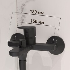 Смеситель для ванны Corsa Deco CX черный матовый однорычажный с коротким изливом с лейкой (FBTCX1B) - фото 3