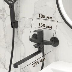 Смеситель для ванны Corsa Deco CX черный матовый однорычажный с длинным изливом с лейкой (FBTCX3B) - фото 3