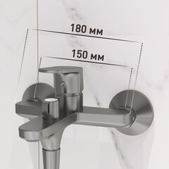 Смеситель для ванны Corsa Deco CX графит однорычажный с коротким изливом с лейкой (FBTCX1MG) - фото 3