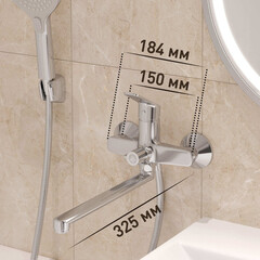 Смеситель для ванны Corsa Deco KX хром однорычажный с длинным изливом с лейкой (FBTKX3) - фото 3