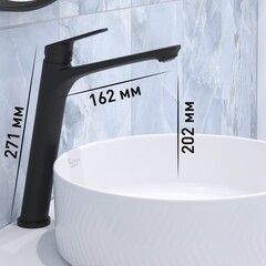 Смеситель для раковины высокий Corsa Deco KX однорычажный черный (FBKXLB) - фото 3