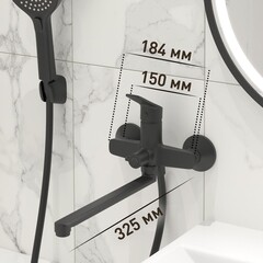 Смеситель для ванны Corsa Deco KX черный матовый однорычажный с длинным изливом с лейкой (FBTKX3B) - фото 3