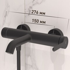 Смеситель для ванны Corsa Deco VX черный матовый однорычажный с коротким изливом с лейкой (FBTVX1B) - фото 3