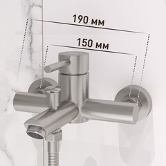 Смеситель для ванны Сorsa Deco AS нержавеющая сталь однорычажный с коротким изливом с лейкой (FBTAS1) - фото 3