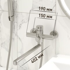 Смеситель для ванны Сorsa Deco AS нержавеющая сталь однорычажный с длинным изливом с лейкой (FBTAS3) - фото 3