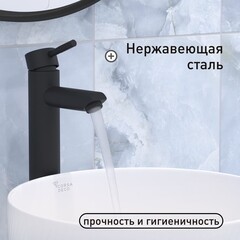 Смеситель для раковины высокий Corsa Deco AS однорычажный черный (FBASLB) - фото 2