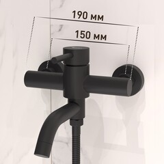 Смеситель для ванны Сorsa Deco NS черный однорычажный с коротким изливом с лейкой (FBTNS1B) - фото 3