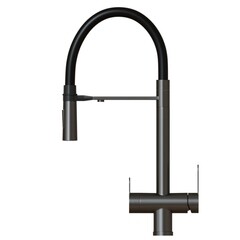 Смеситель для кухни Mixline MLSS-0401BL черный графит с гибким изливом с подключением к фильтру однорычажный (556015) - фото 5