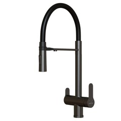 Смеситель для кухни Mixline MLSS-0401BL черный графит с гибким изливом однорычажный (556015)