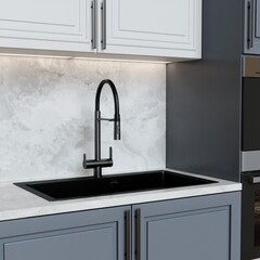 Смеситель для кухни Mixline MLSS-0401BL черный графит с гибким изливом с подключением к фильтру однорычажный (556015) - фото 3