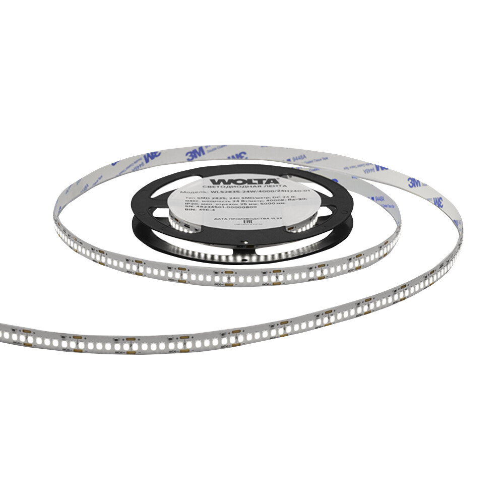 Изображение товара Лента светодиодная Wolta 4000К 24 В 24 Вт/м IP20 5 м (WLS2835-24W/4000/24H240-01)
