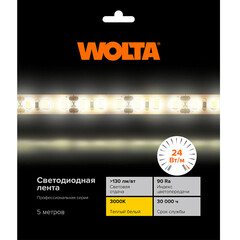 Лента светодиодная Wolta 3000К 24 В 24 Вт/м IP20 5 м (WLS2835-24W/3000/24H240-01) - фото 4