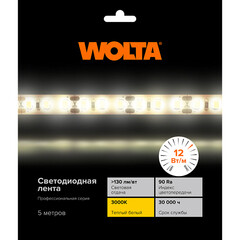 Лента светодиодная Wolta 3000К 12 В 12 Вт/м IP20 5 м (WLS2835-12W/3000/12H120-01) - фото 3