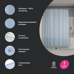 Штора для ванны Iddis Base 2000х1800 мм полиэстер голубая (BS06P18i11) - фото 9