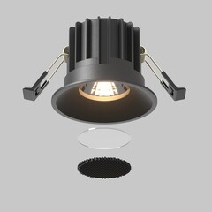 Светильник встраиваемый светодиодный черный 12 Вт 4000К IP20 Maytoni Round (DL058-12W4K-B) - фото 7