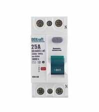 УЗО Dekraft УЗО-03 25А 1P+N тип AC 30 мА 6 кА (14207DEK)