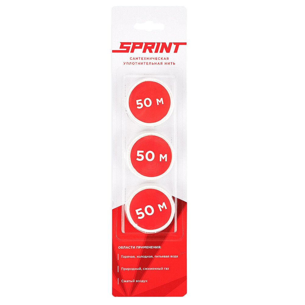 Изображение товара Нить для герметизации резьбы Sprint полимерная 3х50 м сменная катушка