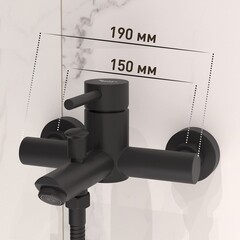 Смеситель для ванны Сorsa Deco AS черный однорычажный с коротким изливом с лейкой (FBTAS1B) - фото 3