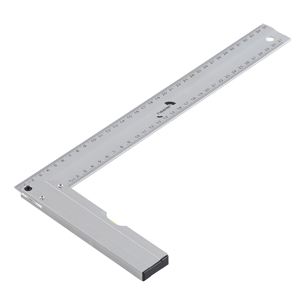 Изображение товара Строительный угольник Hesler 350 мм с уровнем алюминиевый для точных измерений Изображение товара Строительный угольник Hesler 350 мм с уровнем алюминиевый для точных измерений