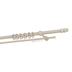 Карниз настенный деревянный двухрядный круглый 300 см d 28 мм беленый дуб - фото 1