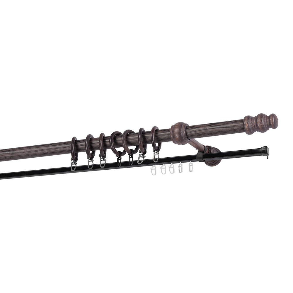 Изображение товара Карниз настенный деревянный двухрядный круглый 150 см венге Изображение товара Карниз настенный деревянный двухрядный круглый 150 см венге