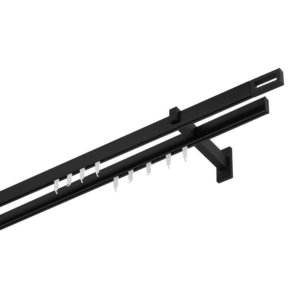 Изображение товара Двухрядный профильный металлический карниз Хай-тек 240 см черный