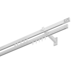 Карниз настенный металлический двухрядный профильный Хай-тек 200 см белый (170.574)