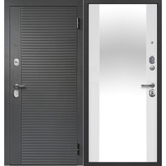 Изображение товара Дверь входная Ferroni Гарда правая сатин графит - белый матовый с зеркалом 960х2050 мм