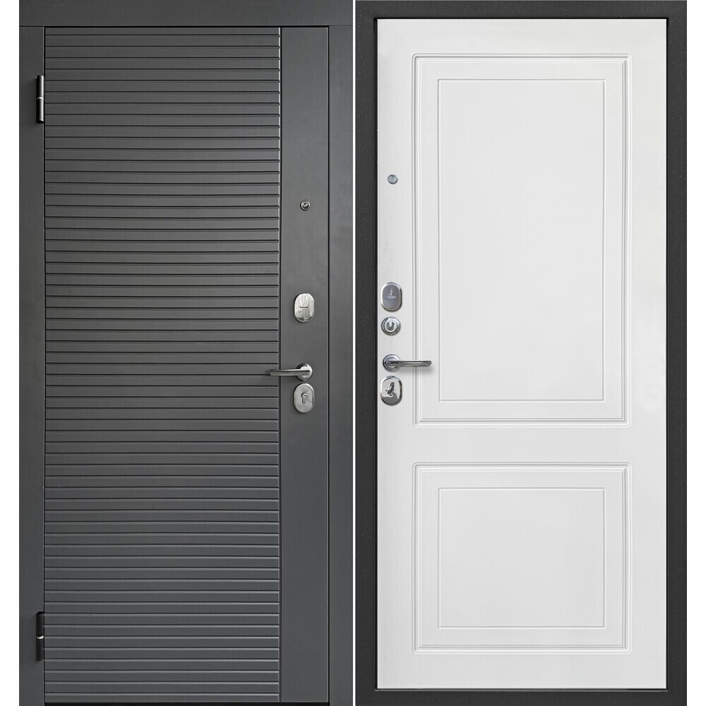 Дверь входная Ferroni Гарда левая сатин графит - эмалит белый 960х2050 мм