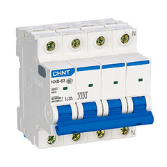 Автоматический выключатель модульный Chint NXB-63S 4P 32А тип C 4,5 кА 400 В (296908)