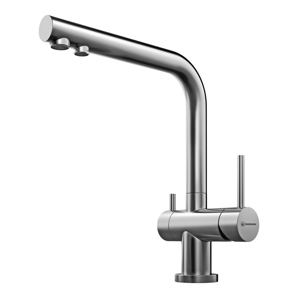 

Смеситель для кухни Omoikiri Nagano-BN нержавеющая сталь с высоким изливом с подключением к фильтру двухвентильный (4994011)