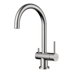 Смеситель для кухни Omoikiri Yamada-BN нержавеющая сталь с высоким изливом с подключением к фильтру двухвентильный (4994225)