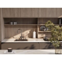 Смеситель для кухни Omoikiri Yamada-BN нержавеющая сталь с высоким изливом с подключением к фильтру однорычажный (4994225) - фото 3