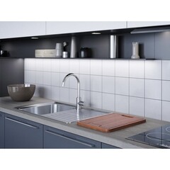 Смеситель для кухни Omoikiri Shinagawa-BN нержавеющая сталь с высоким изливом однорычажный (4994230) - фото 3