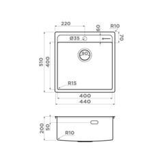 Мойка для кухни Omoikiri Daisen 44-IN 44х51х20 см врезная сталь (4993179) - фото 2