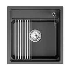 Мойка для кухни Granula Kitchen Space 50х51х24,5 см с ролл-матом и дозатором кварц Щварц (5002i, ШВАРЦ) - фото 4