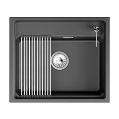 Мойка для кухни Granula Kitchen Space 60х51х24,5 см с ролл-матом и дозатором кварц Щварц (6003i, ШВАРЦ) - фото 4